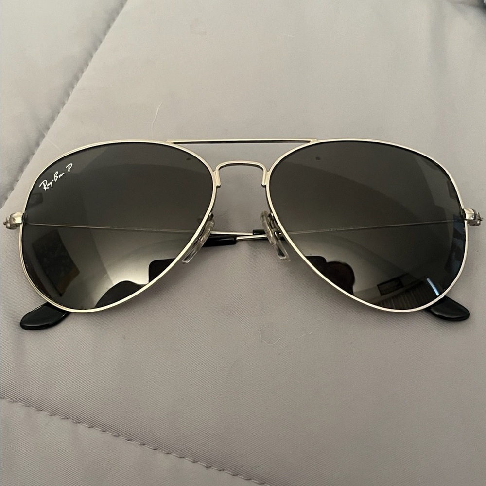 Ray-Ban P Silver Frame Aviator Sunglasses